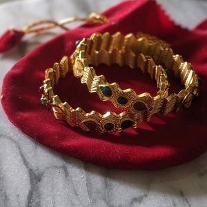 NEW Set of 2 Gold Ornate Indian Bangles!